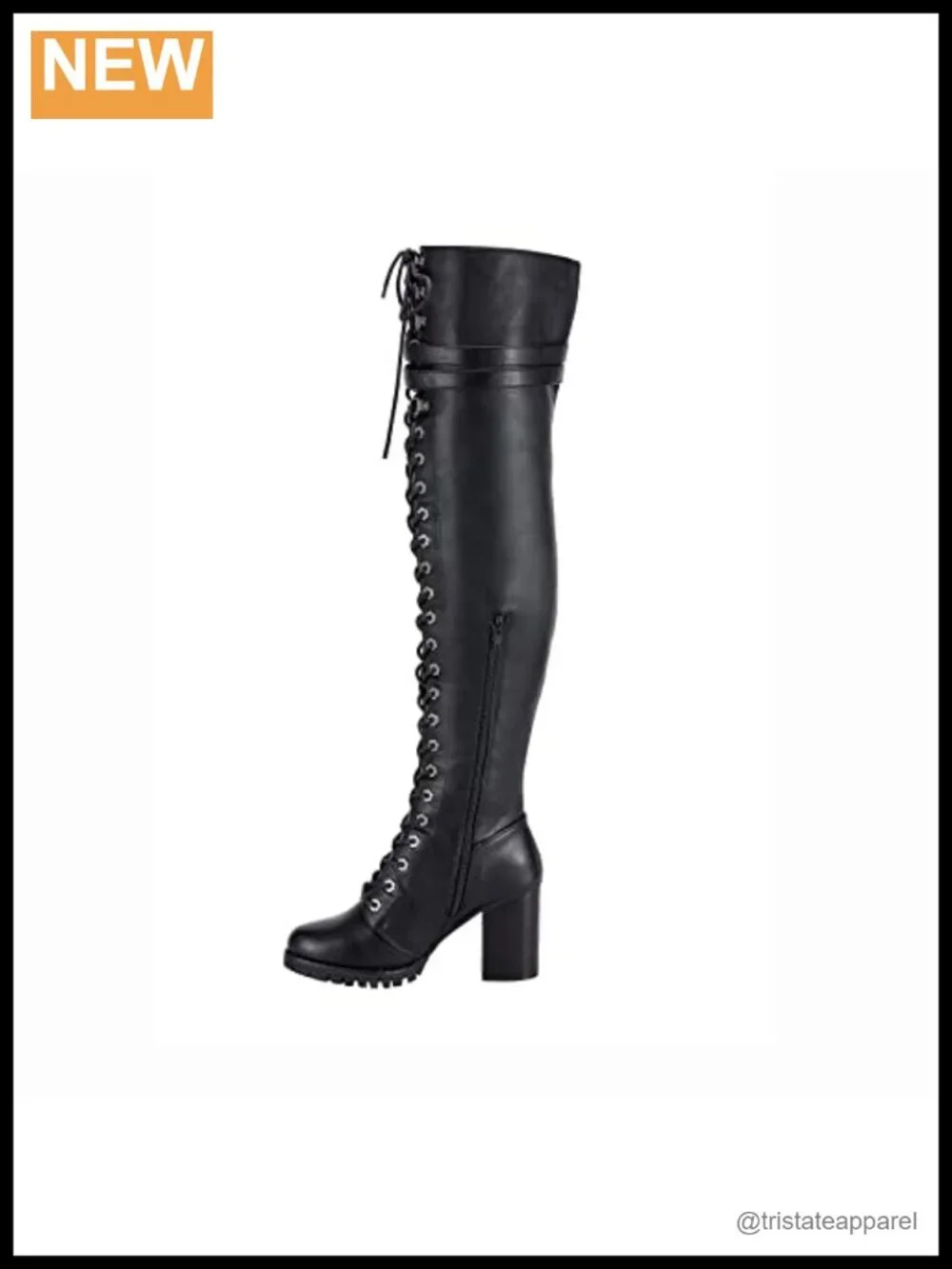 Faux Leather Over the Knee Boots Lace Up Thigh High Zip Buckle